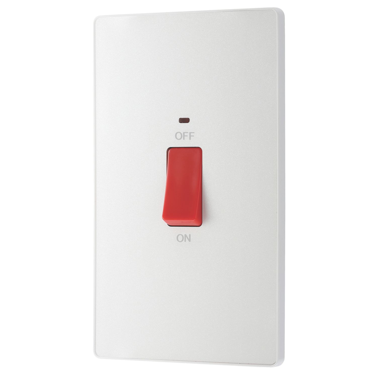 British General Evolve 45A 2-Gang 2-Pole Cooker Switch Pearlescent White with LED with White Inserts (256PY)