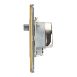Contactum Lyric 1-Gang Coaxial TV / FM & Satellite Socket Brushed Brass with White Inserts
