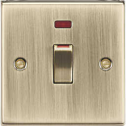 Knightsbridge  45A 1-Gang DP Control Switch Antique Brass with LED