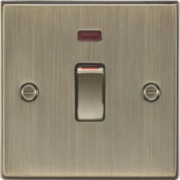 Knightsbridge  45A 1-Gang DP Control Switch Antique Brass with LED