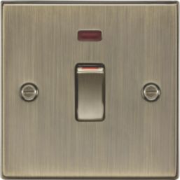Knightsbridge  45A 1-Gang DP Control Switch Antique Brass with LED
