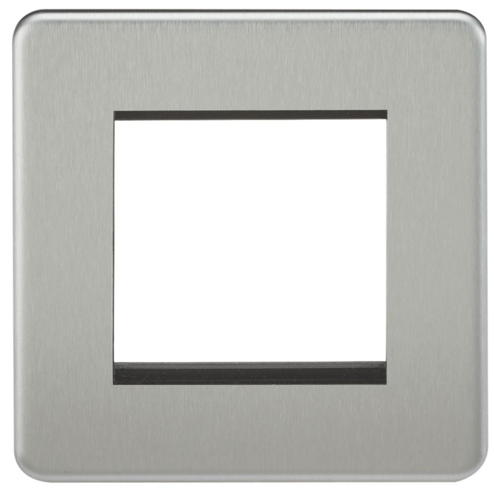 Knightsbridge Screwless 2-Module Modular Faceplate Brushed Chrome ...