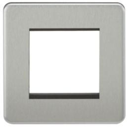 Knightsbridge Screwless 2-Module Modular Faceplate Brushed Chrome
