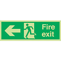 Nite-Glo  Photoluminescent "Fire Exit" Left Arrow Sign 150 x 450mm
