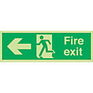 Nite-Glo  Photoluminescent "Fire Exit" Left Arrow Sign 150mm x 450mm