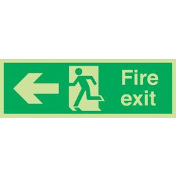 Nite-Glo  Photoluminescent "Fire Exit" Left Arrow Sign 150mm x 450mm