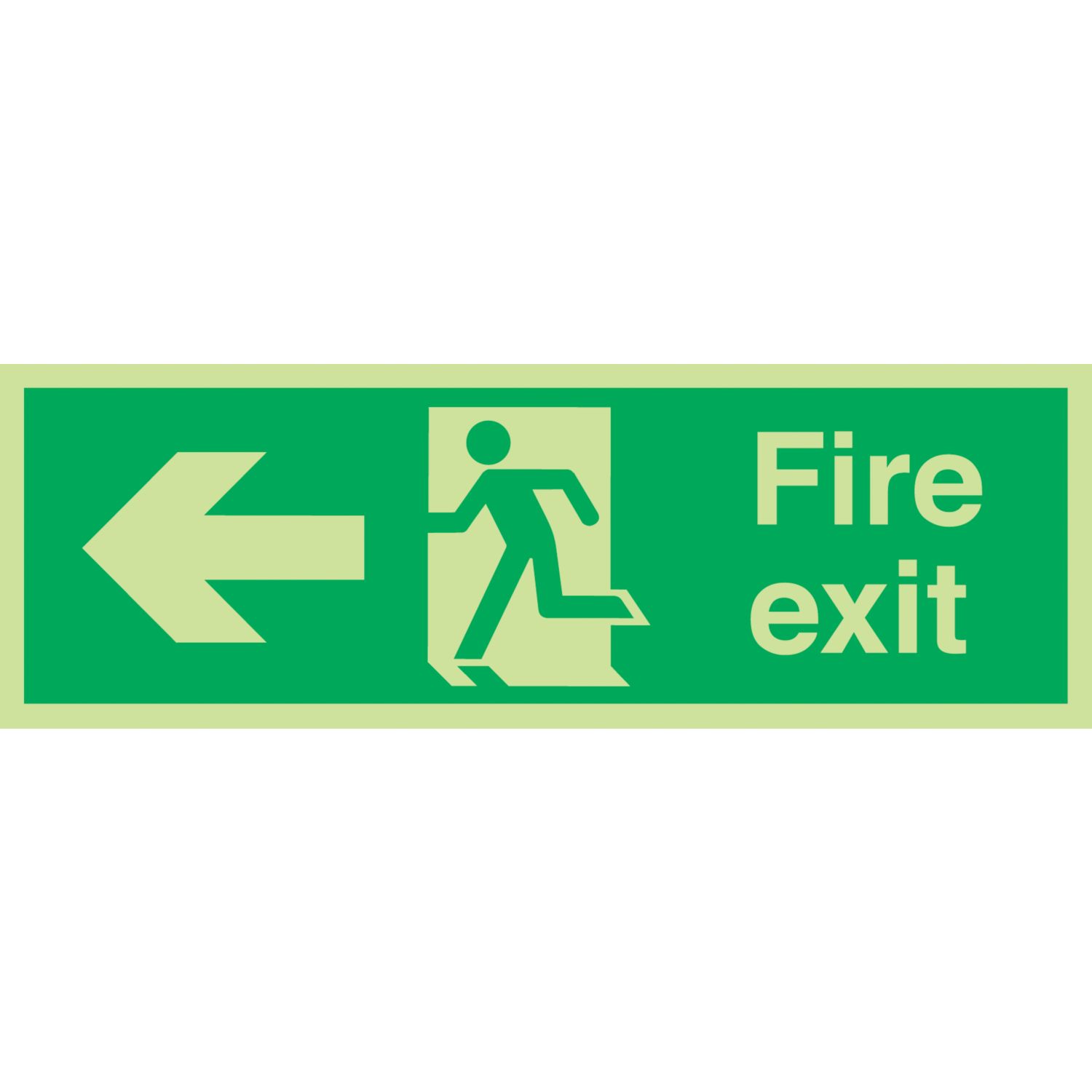 Nite-Glo Photoluminescent "Fire Exit" Left Arrow Sign 150mm x 450mm (25762)