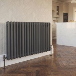 Flomasta 600mm x 1190mm 4175BTU Anthracite Horizontal 2 Column Radiator