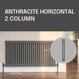 Flomasta 600mm x 1190mm 4175BTU Anthracite Horizontal 2 Column Radiator