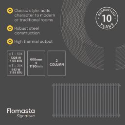 Flomasta 600mm x 1190mm 4175BTU Anthracite Horizontal 2 Column Radiator