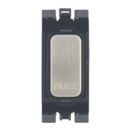 Hager Sollysta WMGFU13BSB 13A Grid Fused Spur Brushed Steel with Black Inserts