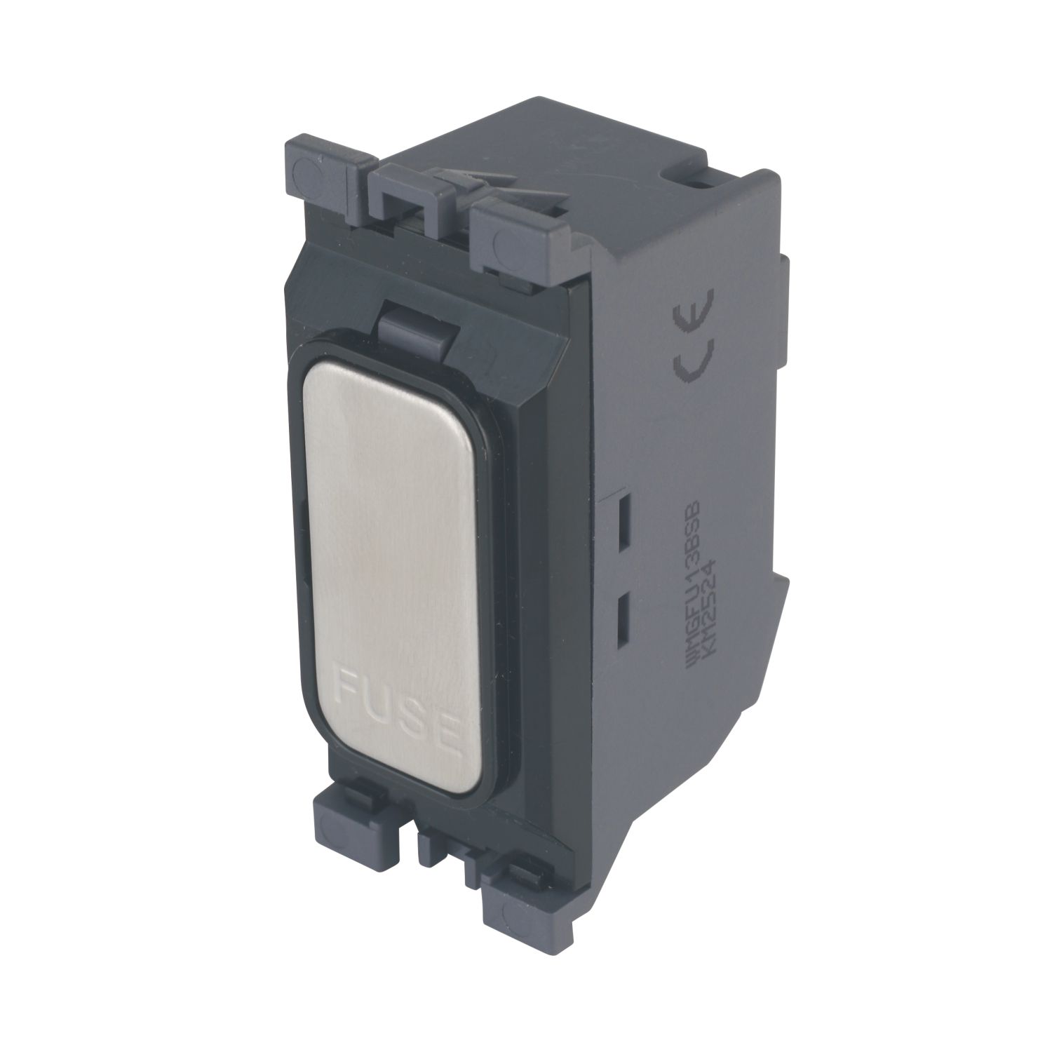 Hager Sollysta WMGFU13BSB 13A Grid Fused Spur Brushed Steel with Black Inserts (257AM)