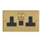 Varilight  13A 2-Gang SP Switched Socket + 3A 45W 2-Outlet Type C USB Charger Polished Brass with Black Inserts