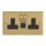 Varilight  13A 2-Gang SP Switched Socket + 3A 45W 2-Outlet Type C USB Charger Polished Brass with Black Inserts