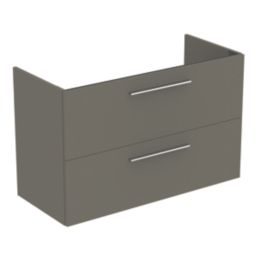 Ideal Standard i.life A Wall-Hung Vanity Unit with Chrome Handles & Basin Matt Quartz Grey 1000mm x 440mm x 630mm