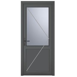 Crystal  1-Panel 1-Obscure Light Right-Handed Anthracite Grey uPVC Back Door 2090mm x 890mm