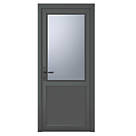 Crystal  1-Panel 1-Obscure Light Right-Hand Opening Anthracite Grey uPVC Back Door 2090mm x 890mm