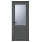 Crystal  1-Panel 1-Obscure Light Right-Handed Anthracite Grey uPVC Back Door 2090mm x 890mm