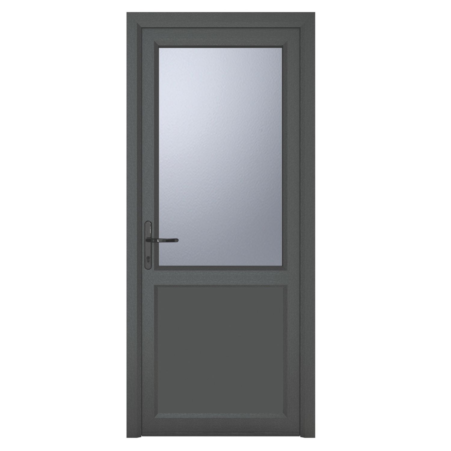 Crystal 1-Panel 1-Obscure Light Right-Handed Anthracite Grey uPVC Back Door 2090mm x 890mm (257KF)