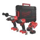 Refurb Milwaukee M18ONEPP2A3-502X FUEL ONE-KEY 18V 2 x 5.0Ah Li-Ion RedLithium Brushless Cordless Combi Drill & Impact Driver Twin Pack