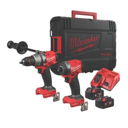 Refurb Milwaukee M18ONEPP2A3-502X FUEL ONE-KEY 18V 2 x 5.0Ah Li-Ion RedLithium Brushless Cordless Combi Drill & Impact Driver Twin Pack