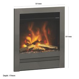 Be Modern Pryzm Edge Black Nickel Remote Control Inset Electric Fire 510mm x 165mm x 611mm