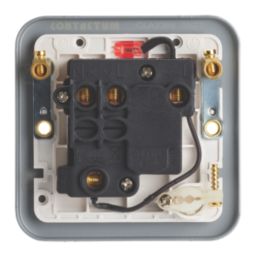 Contactum  13A Switched Metal Clad Fused Spur & Flex Outlet with Neon  with White Inserts