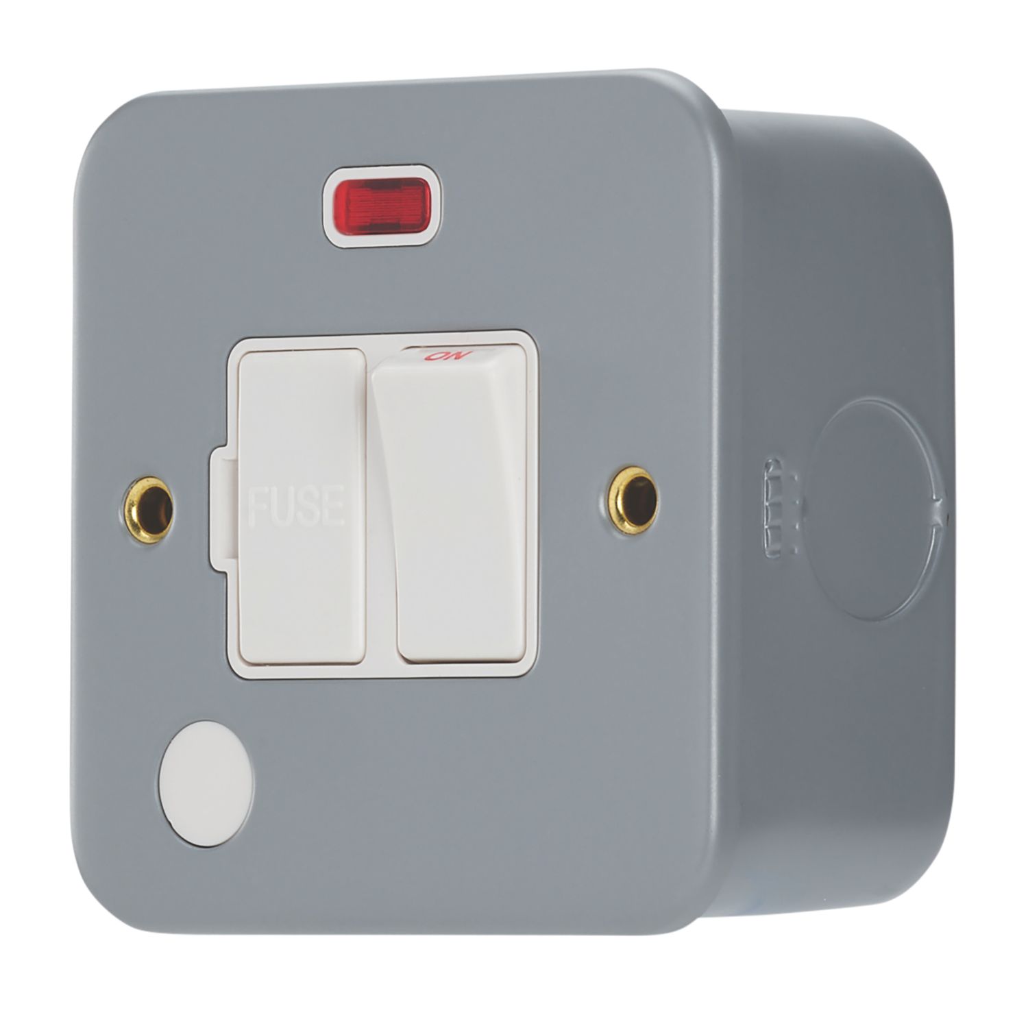 Contactum 13A Switched Metal Clad Fused Spur & Flex Outlet with Neon with White Inserts (257RK)