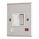 Contactum iConic 13A Switched Fused Spur & Flex Outlet with Neon Brushed Steel with White Inserts