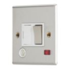 Contactum iConic 13A Switched Fused Spur & Flex Outlet with Neon Brushed Steel with White Inserts