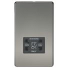 Knightsbridge  2-Gang Dual Voltage Shaver Socket 115 V / 230V Black Nickel with Black Inserts