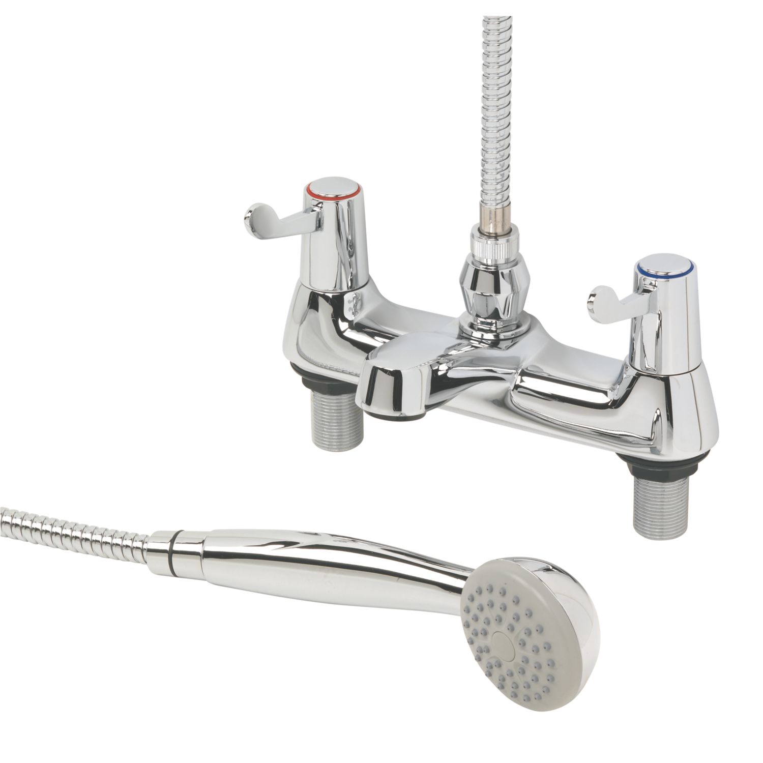 Commercial 1/4 Turn Dual Lever Bath/Shower Mixer Bathroom Tap Chrome (25843)