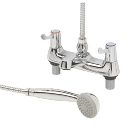 Commercial 1/4 Turn Dual Lever Bath/Shower Mixer Bathroom Tap Chrome