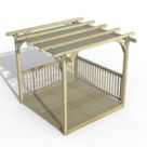 Forest Ultima 16' x 8' (Nominal) Flat Pergola & Decking Kit with 2 x Balustrades & Canopy