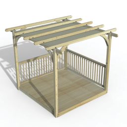 Forest Ultima 16' x 8' (Nominal) Flat Pergola & Decking Kit with 2 x Balustrades & Canopy