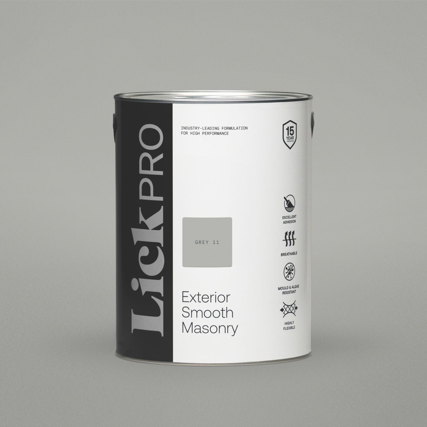 LickPro 5Ltr Smooth Grey 11 Masonry Paint (258FW)