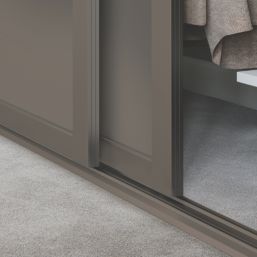 Spacepro Shaker 3-Door Sliding Wardrobe Door Kit Stone Grey Frame Stone Grey / Mirror Panel 1680mm x 2260mm