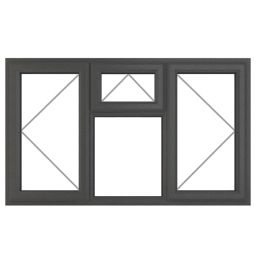 Crystal  Top, Left & Right-Hand Opening Clear Triple-Glazed Casement Anthracite on White uPVC Window 1770mm x 1115mm