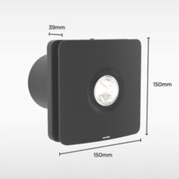Sensio  100mm Axial Bathroom Shower Extractor Fan Kit With LED Light  Black 240V