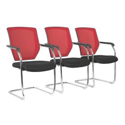 Nautilus Designs Nexus Medium Back Cantilever/Visitor Chair Red