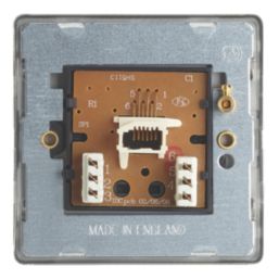 Contactum Lyric 1-Gang Slave Telephone Socket Brushed Steel with Black Inserts