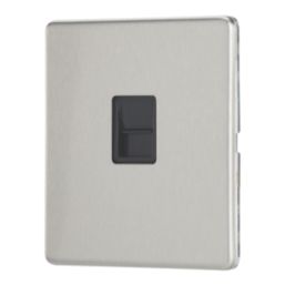 Contactum Lyric 1-Gang Slave Telephone Socket Brushed Steel with Black Inserts