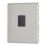 Contactum Lyric 1-Gang Slave Telephone Socket Brushed Steel with Black Inserts