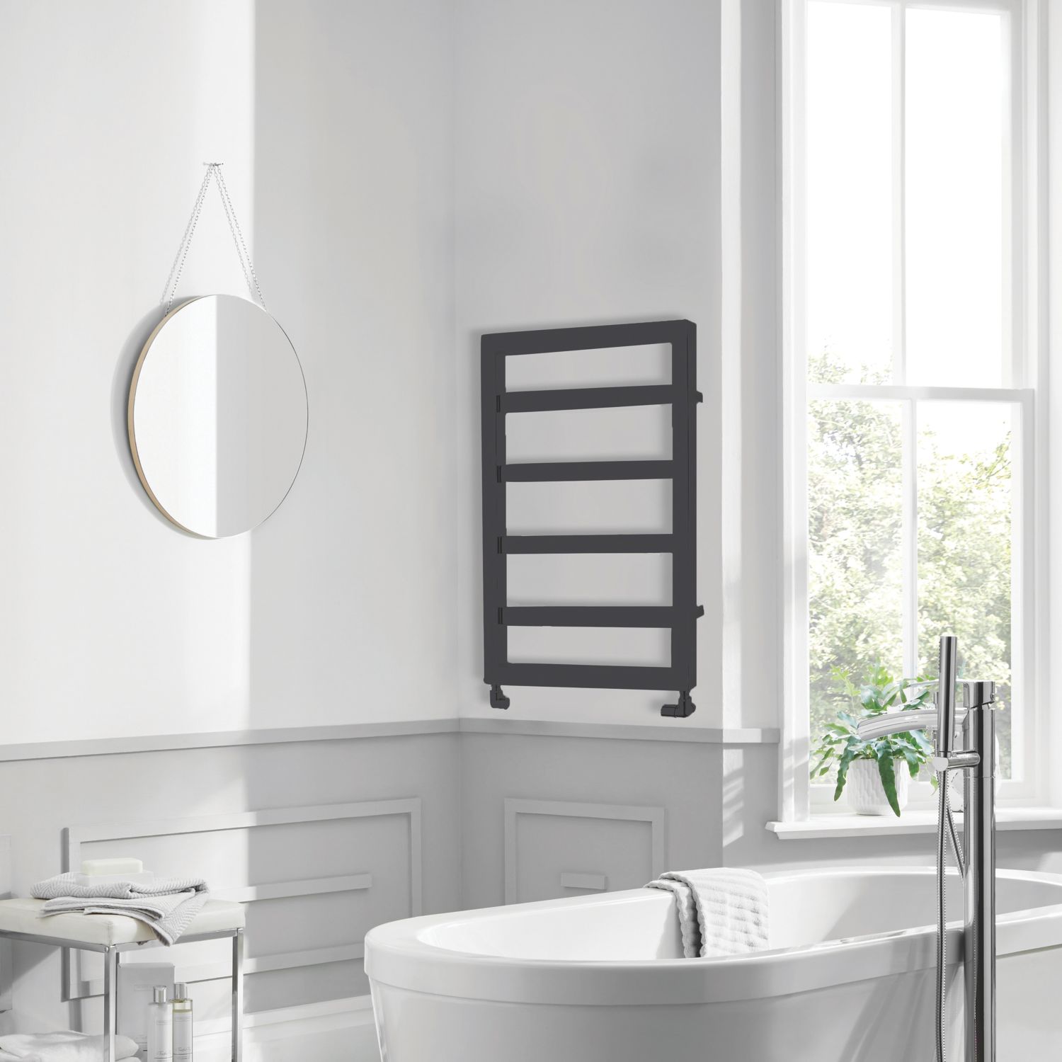 Towelrads 900mm x 530mm 1144BTU Black Flat Designer Towel Radiator (258RY)