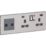 Knightsbridge SFR992RBCG 13A 2-Gang DP Combination Plate + 4.0A 18W 2-Outlet Type A & C USB Charger Brushed Chrome with Colour-Matched Inserts