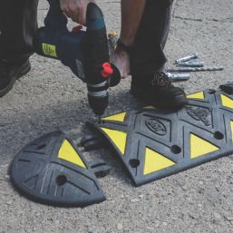 JSP 10mph Speed Bump End Caps Black / Yellow 50mm 2 Pack