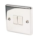 LAP  10AX 2-Gang 2-Way Light Switch  Polished Chrome with White Inserts