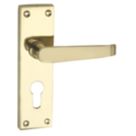 Smith & Locke  Fire Rated Euro Lock Door Handles Pair Polished Brass
