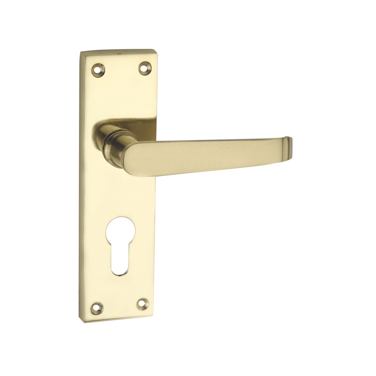 Smith & Locke Fire Rated Euro Lock Door Handles Pair Polished Brass (2595P)