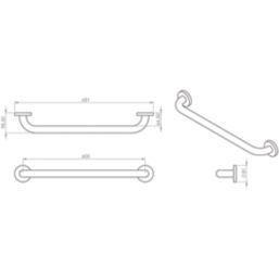 Croydex  Straight Doc M Grab Bar Chrome 600mm